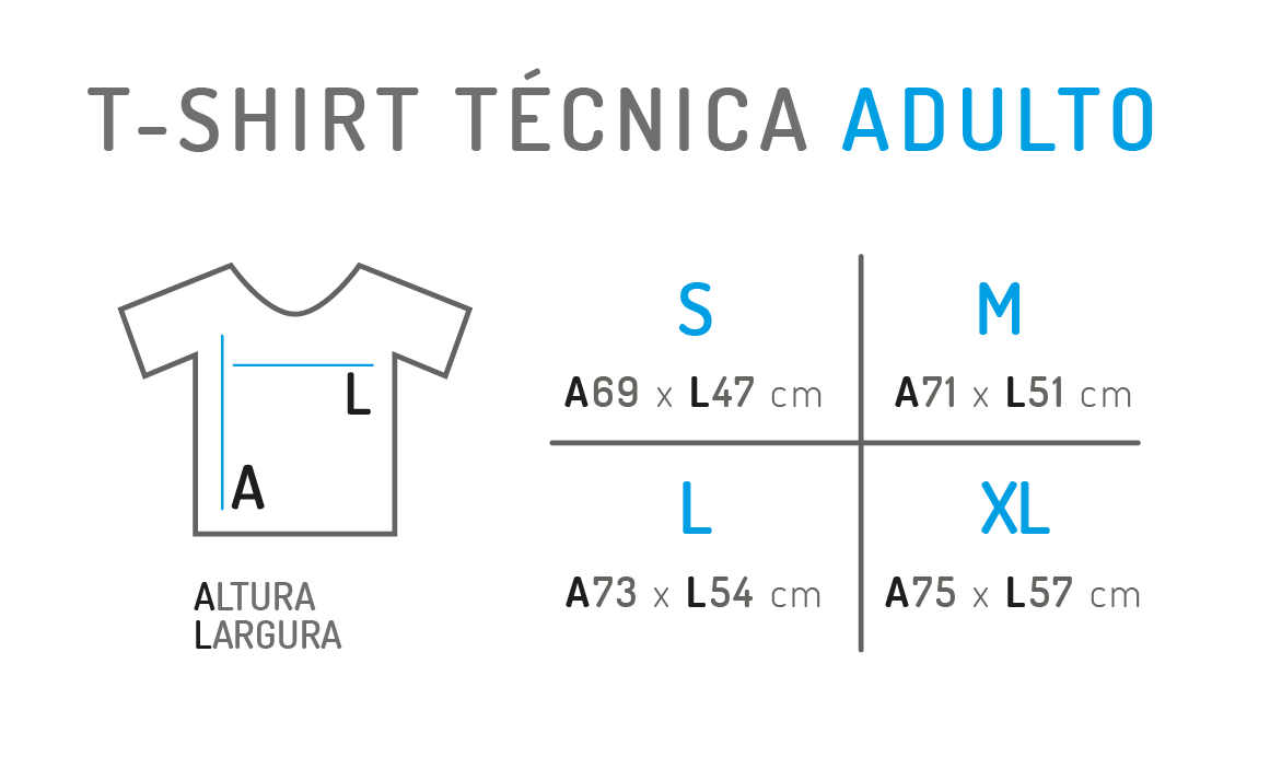 Tamanhos de T-shirt Técnica